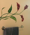 calla lily mural in bathroom