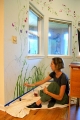 painting sweet pea vines mural